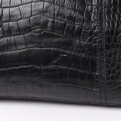 Prada Shiny Calfskin Crocodile Embossed Tote Black 12 of 17
