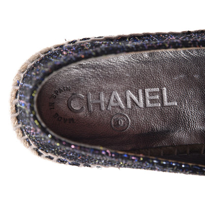Chanel Tweed Patent Goatskin CC Espadrilles 40 Black 8 of 10