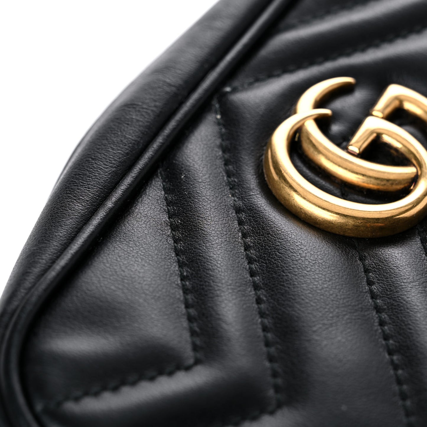 Calfskin Matelasse Mini GG Marmont Chain Shoulder Bag Black