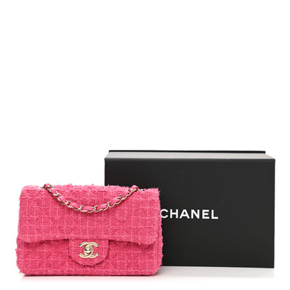 Chanel Wool Tweed Quilted Mini Rectangular Flap Dark Pink Fuchsia 10 of 10