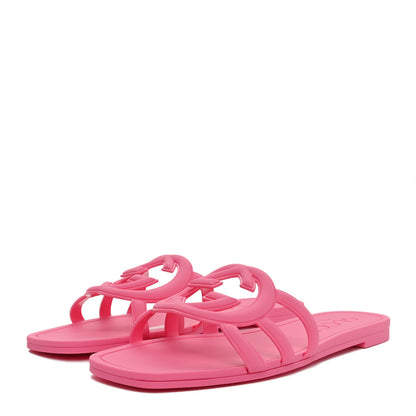 Gucci Rubber Interlocking G Womens Slide Sandals 39 Knit Rose 4 of 9