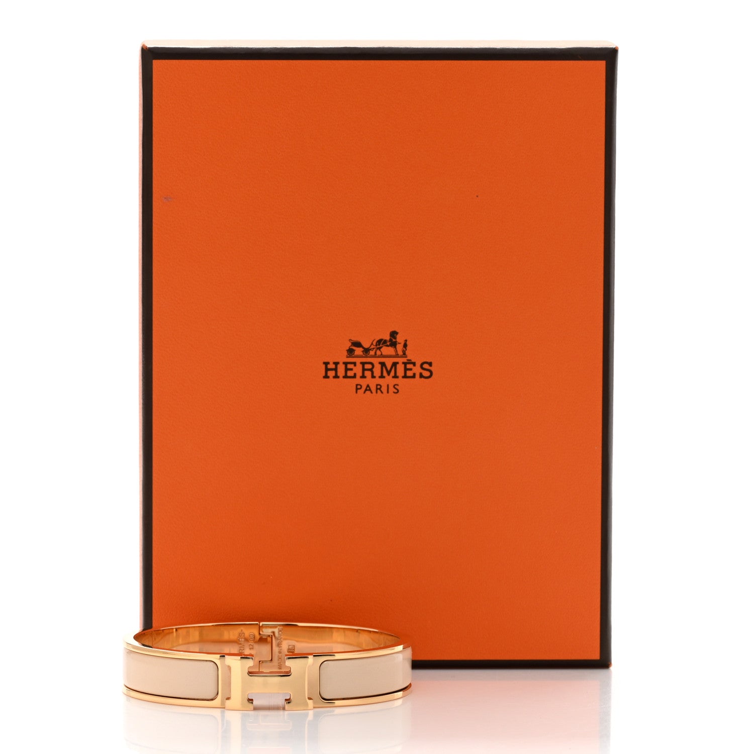 Hermes Enamel Narrow Clic Clac H Bracelet PM Beige Rose 3 of 5