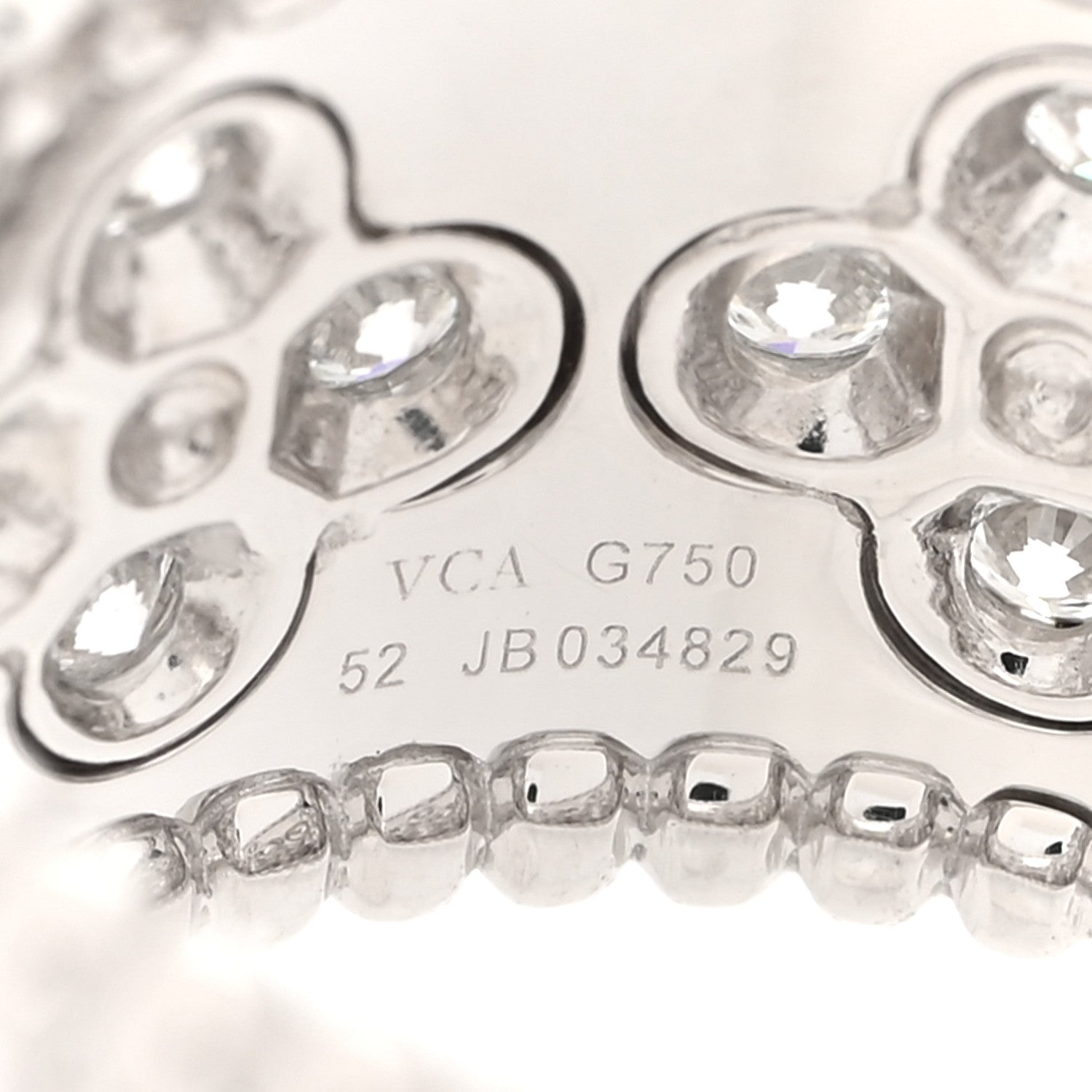 Van Cleef & Arpels 18K White Gold Diamond Medium Perlee Clover Band Ring 52 6 4 of 5