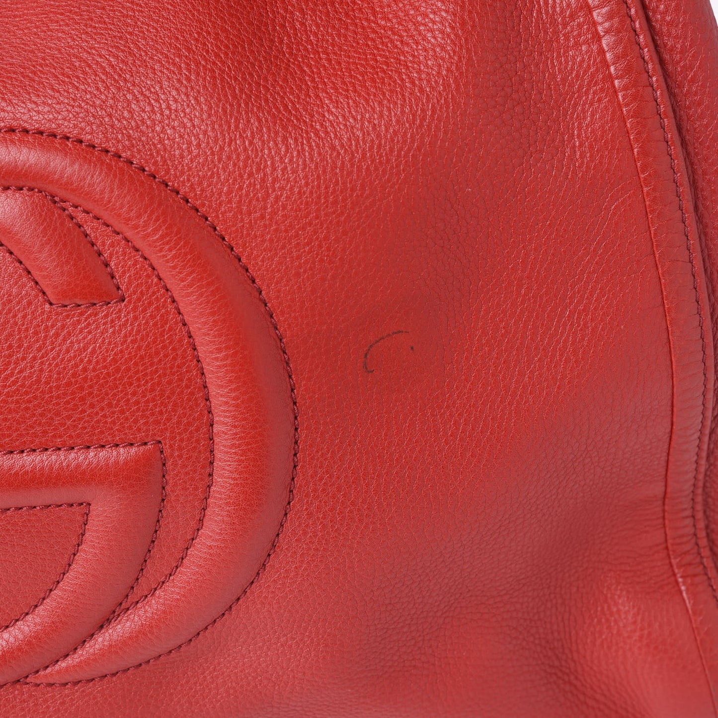 Pebbled Calfskin Large Soho Shoulder Bag Red