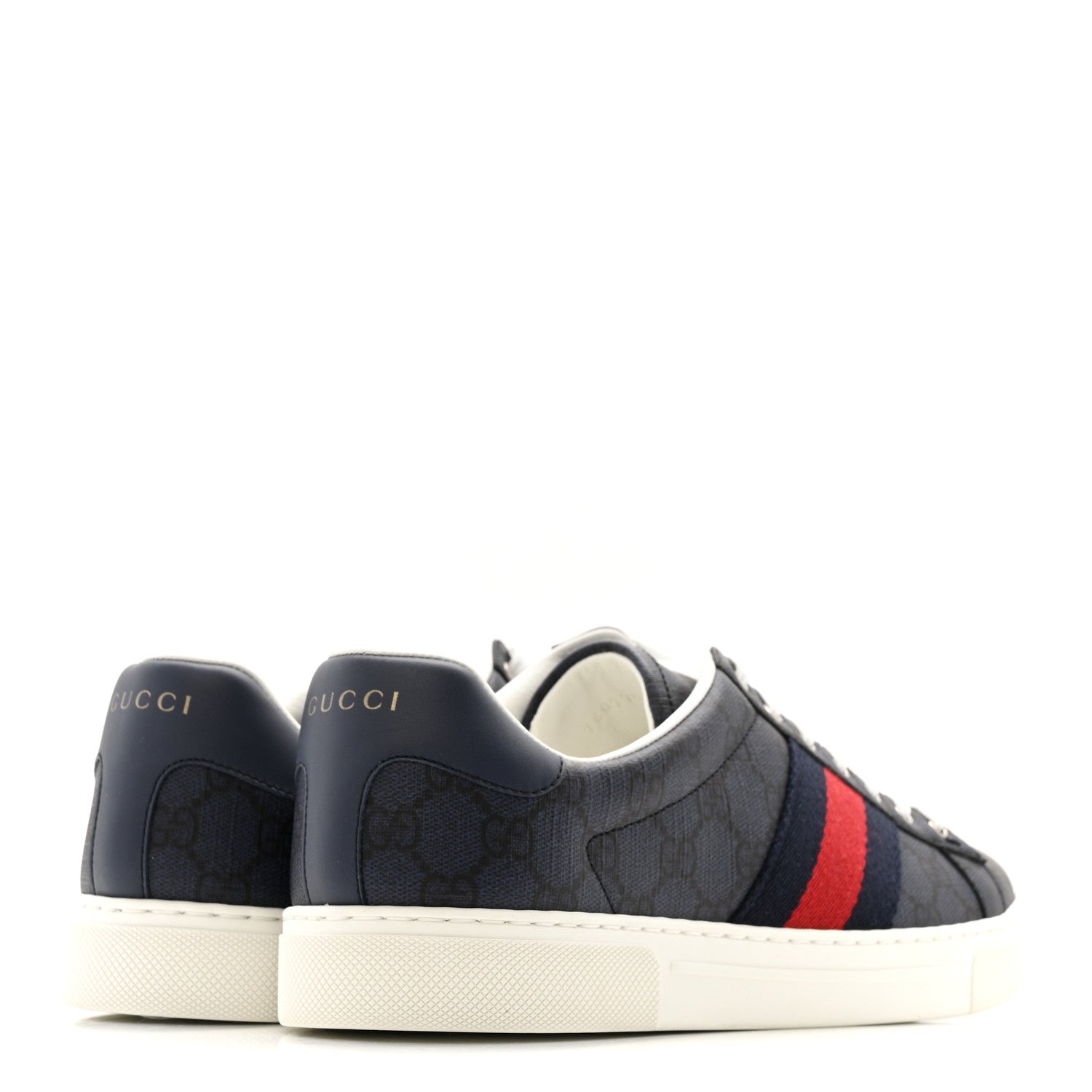 Gucci GG Supreme Monogram Web Mens New Ace Sneakers 8.5 Dark Blue 5 of 10