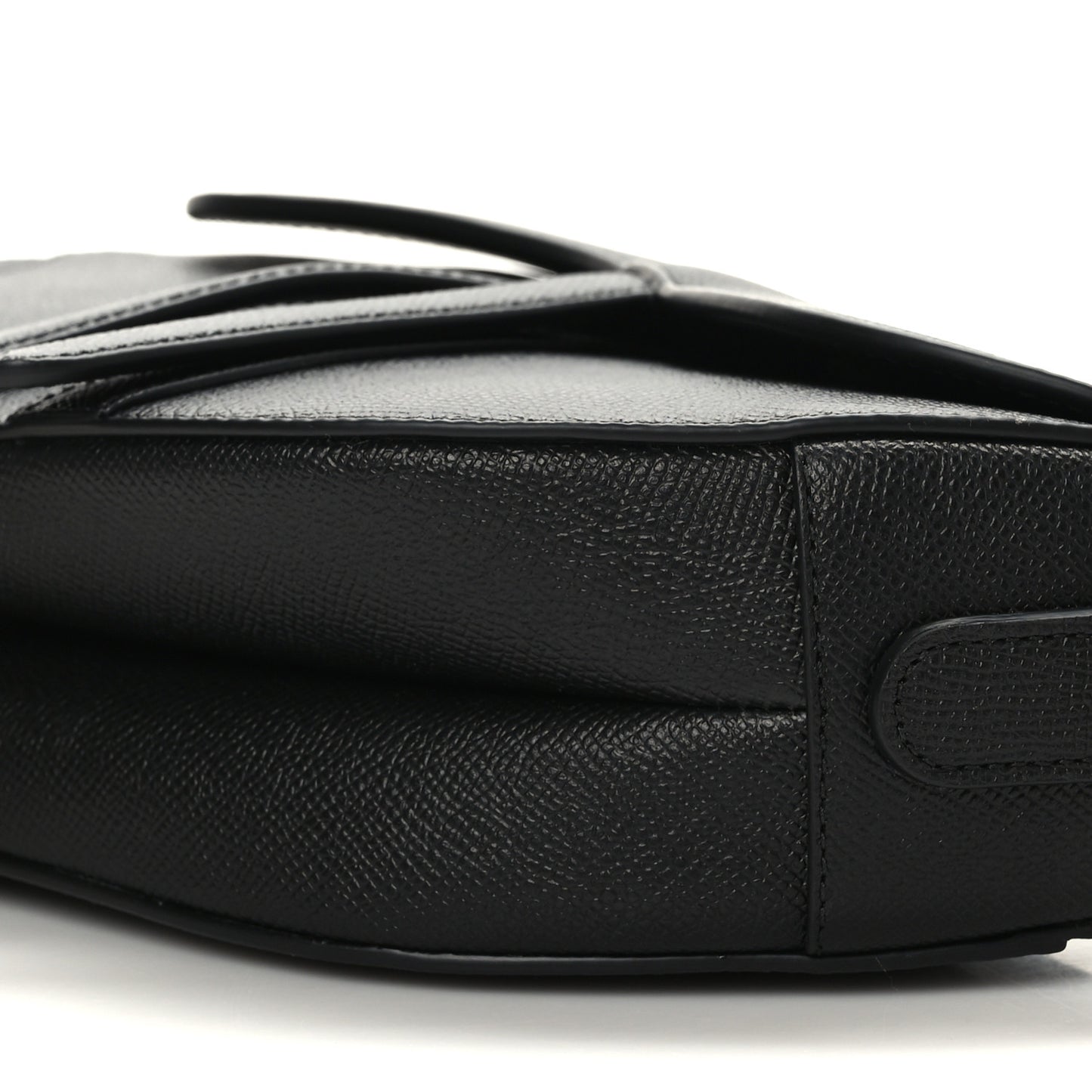 Grained Calfskin Saddle Bag With Strap Black