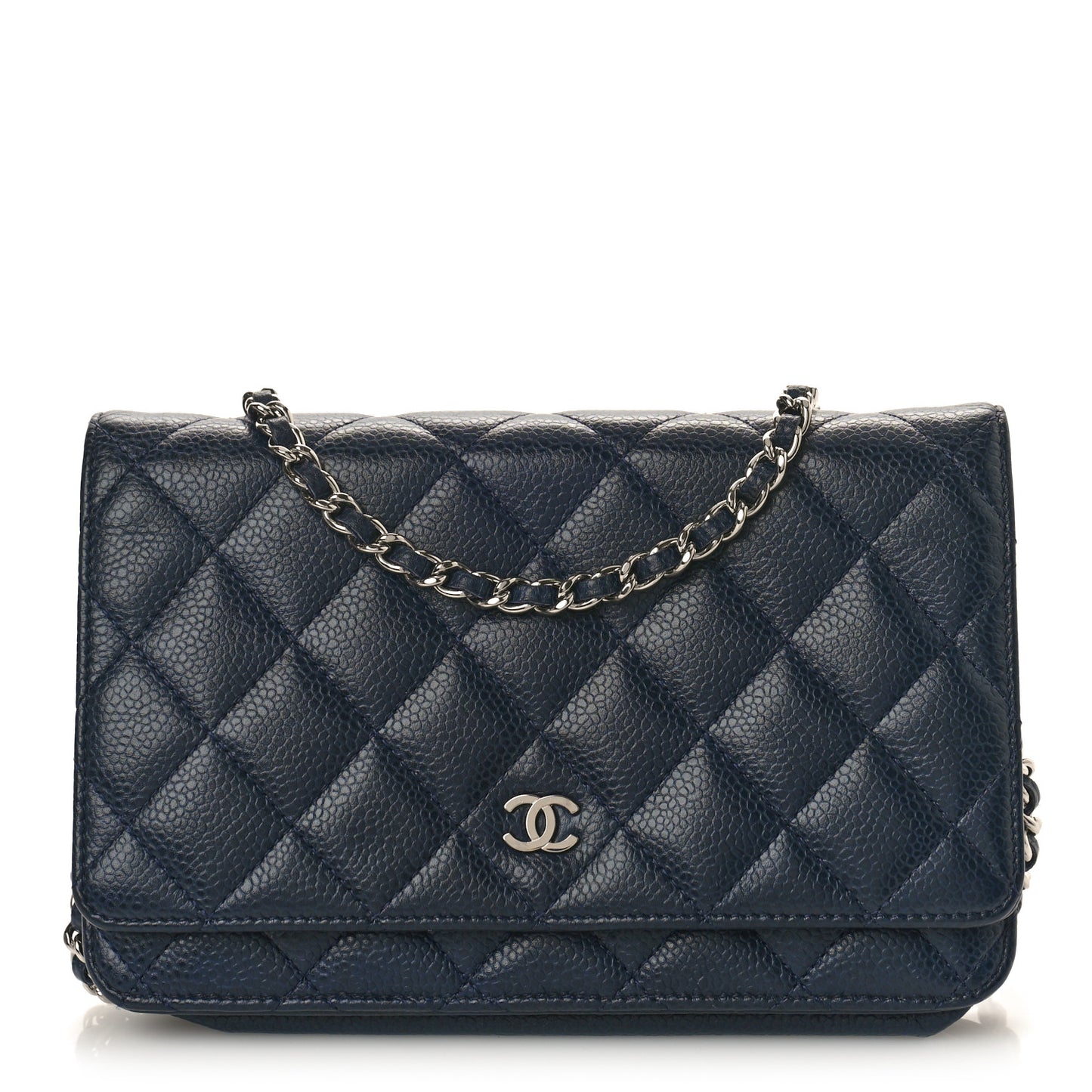 Caviar Quilted Wallet on Chain WOC Navy