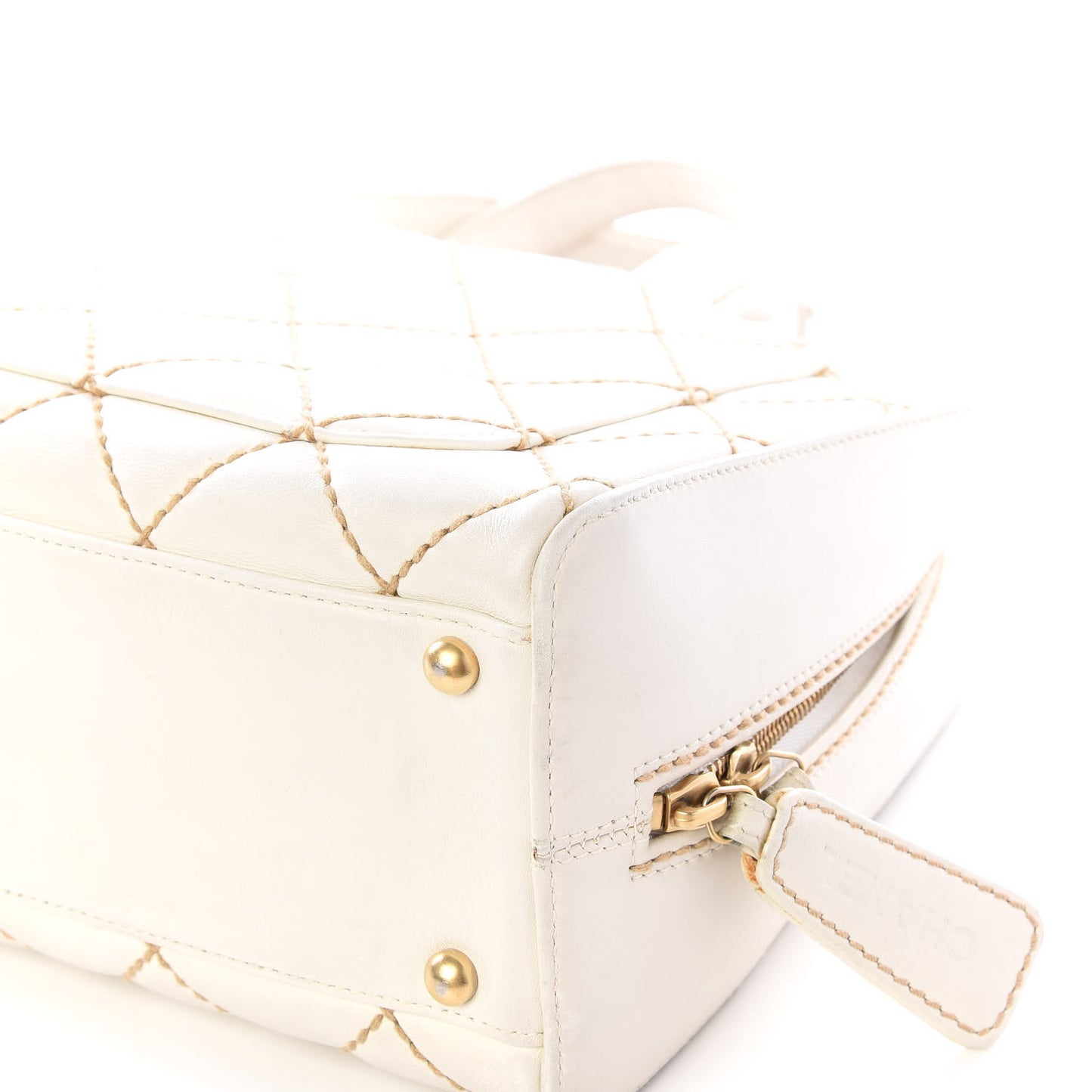 Calfskin Contrast Stitch Surpique Bowler White