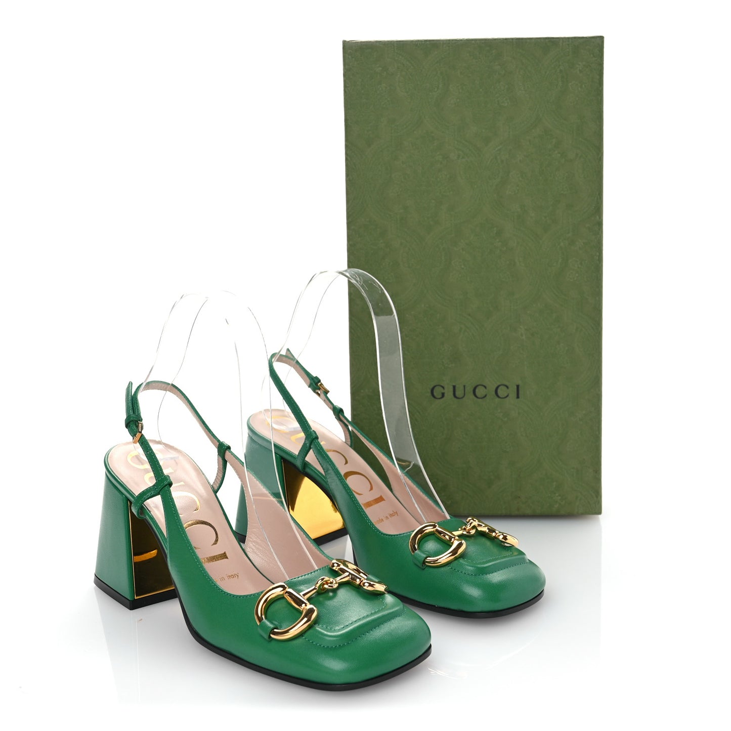 Malaga Kid Horsebit 75mm Slingback Pumps 36 New Shamarock