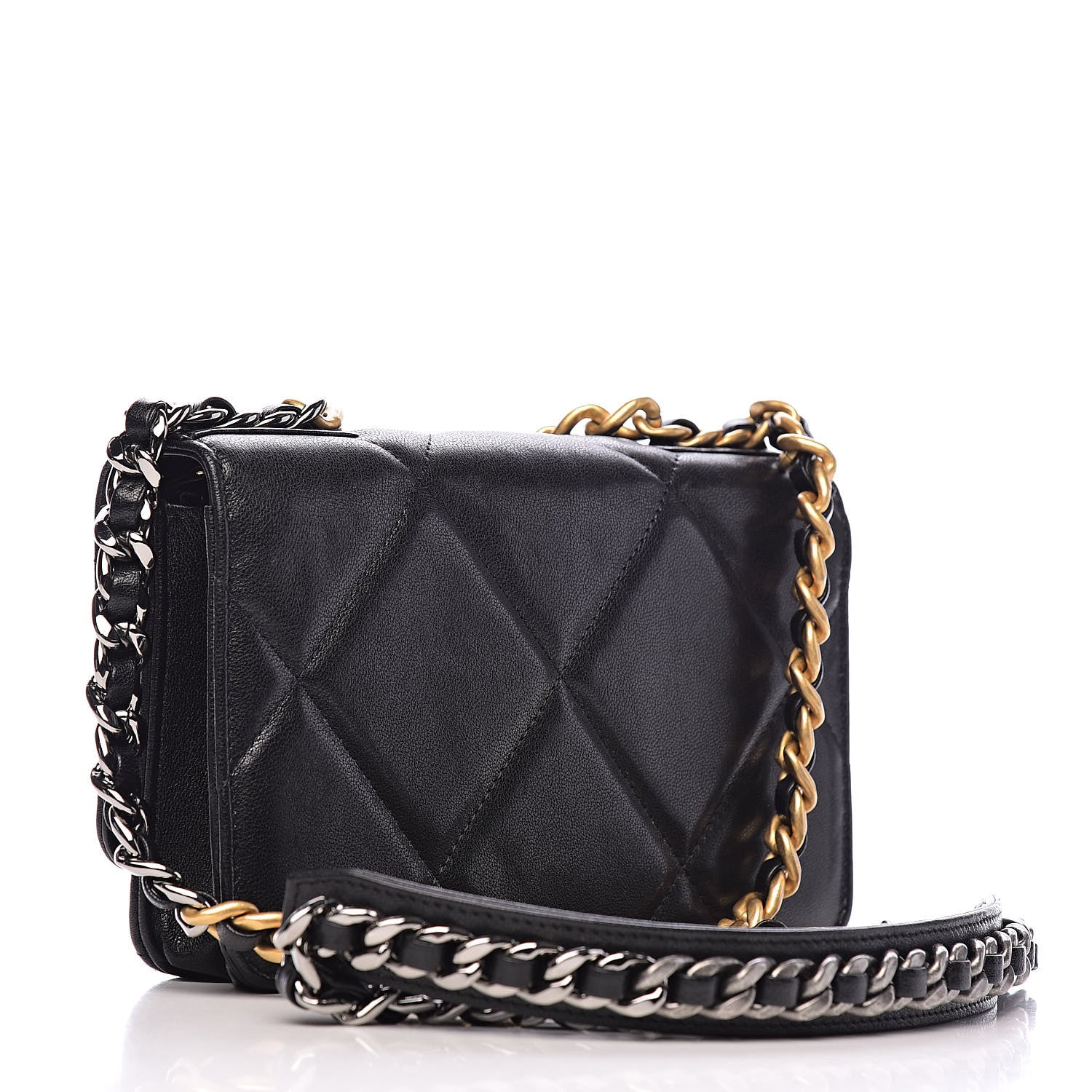 Chanel Goatskin Quilted 19 Wallet On Chain WOC Black 3 of 15