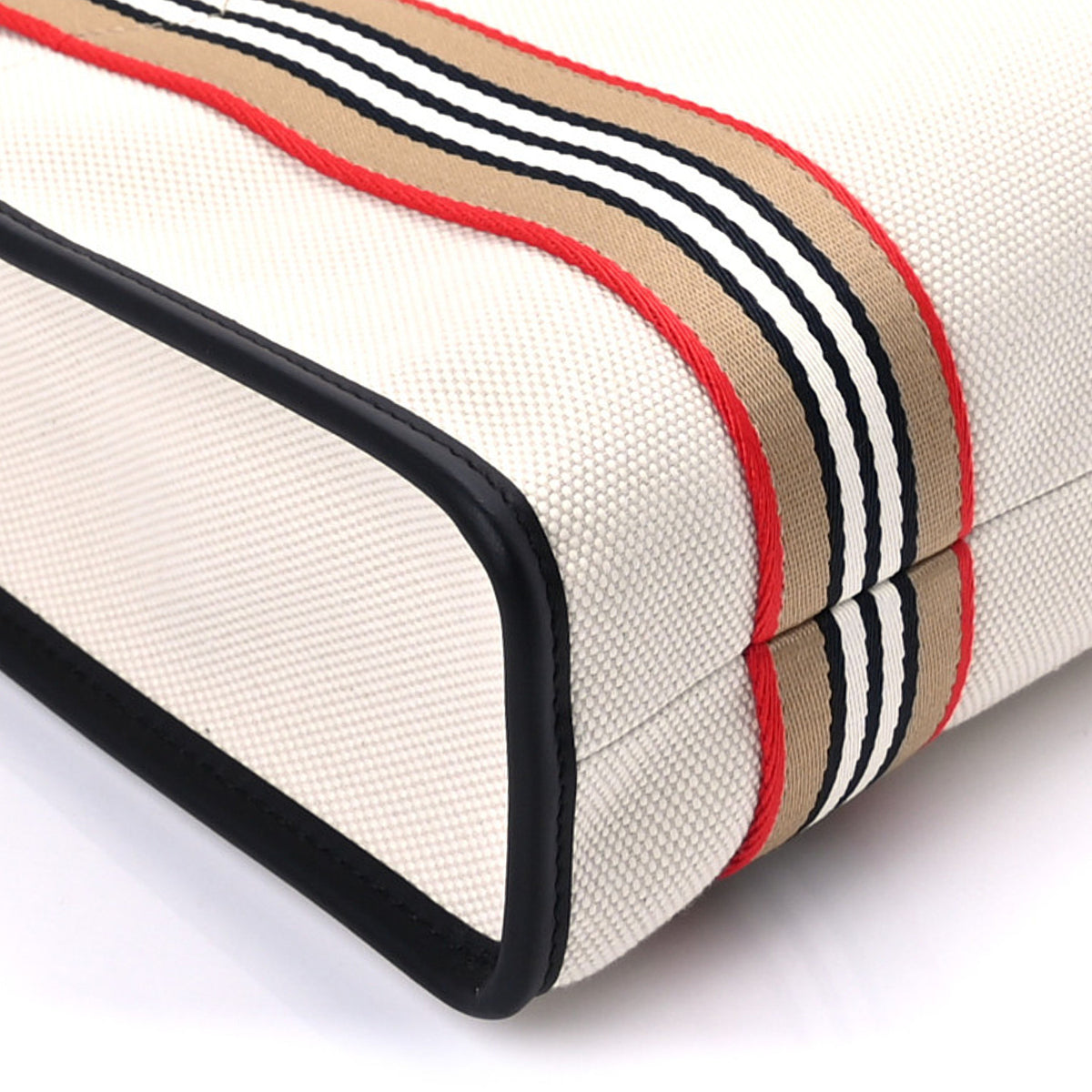 Burberry Canvas Icon Stripe Mini Tote White Black 7 of 8