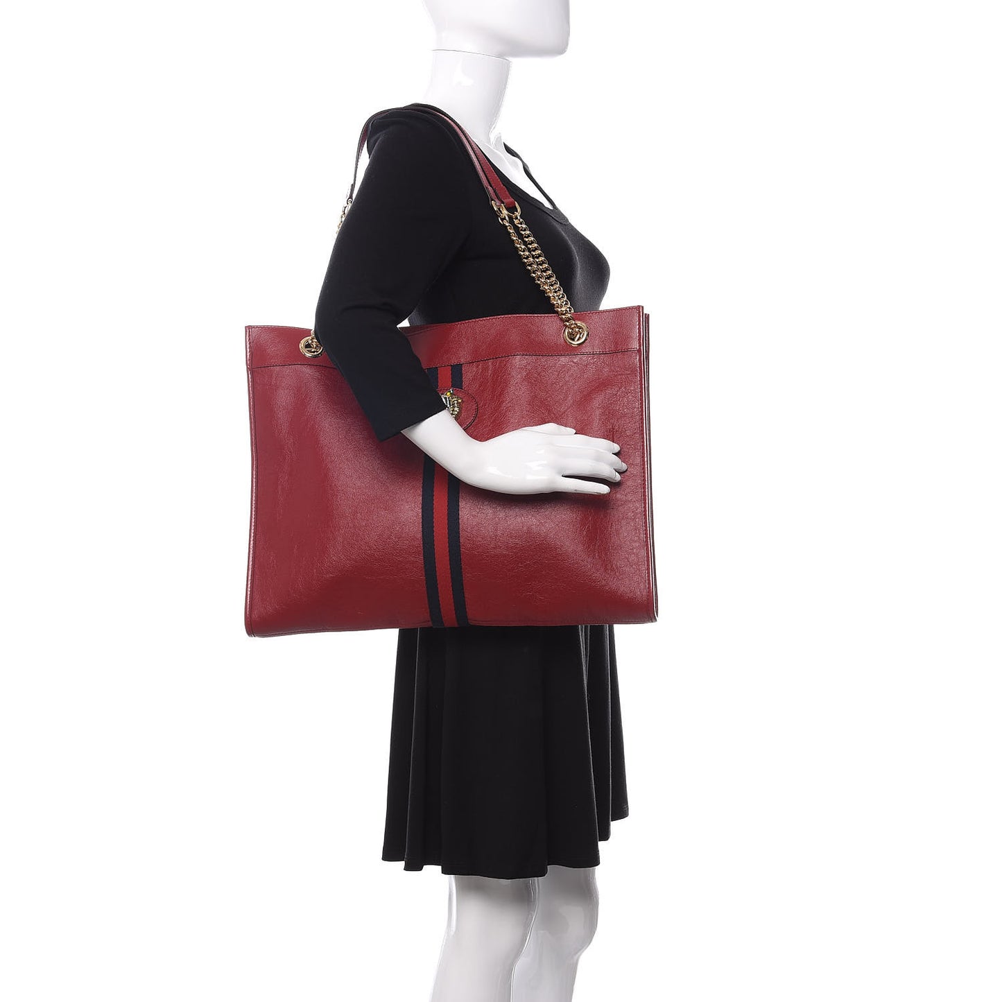 Calfskin Large Rajah Chain Tote Romantic Cherry