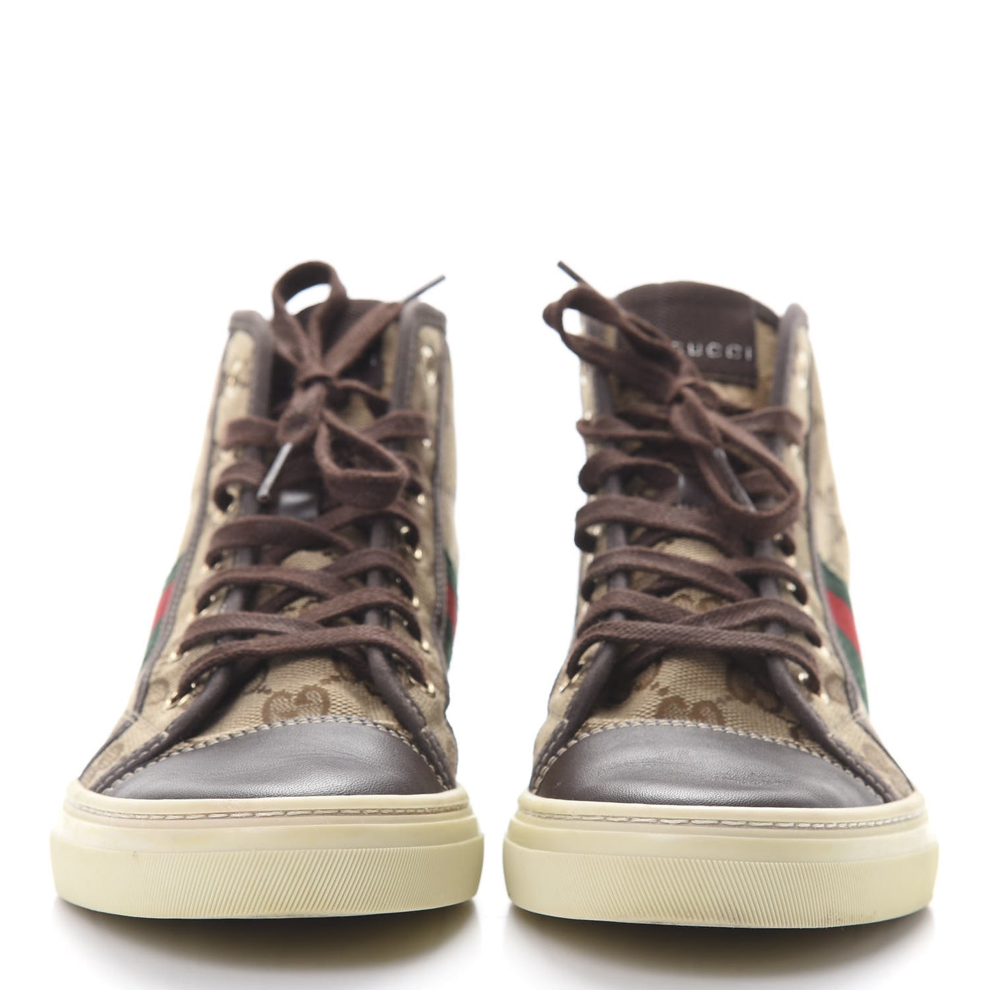GG Monogram Web Womens High Top Sneakers 37 Brown