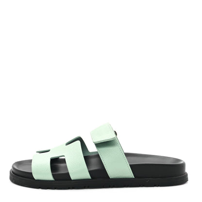 Hermes Epsom Womens Chypre Sandals 37.5 Vert Jade 1 of 7