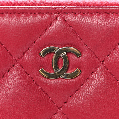 Chanel Lambskin Quilted Small Cosmetic Case Dark Pink 8 of 15