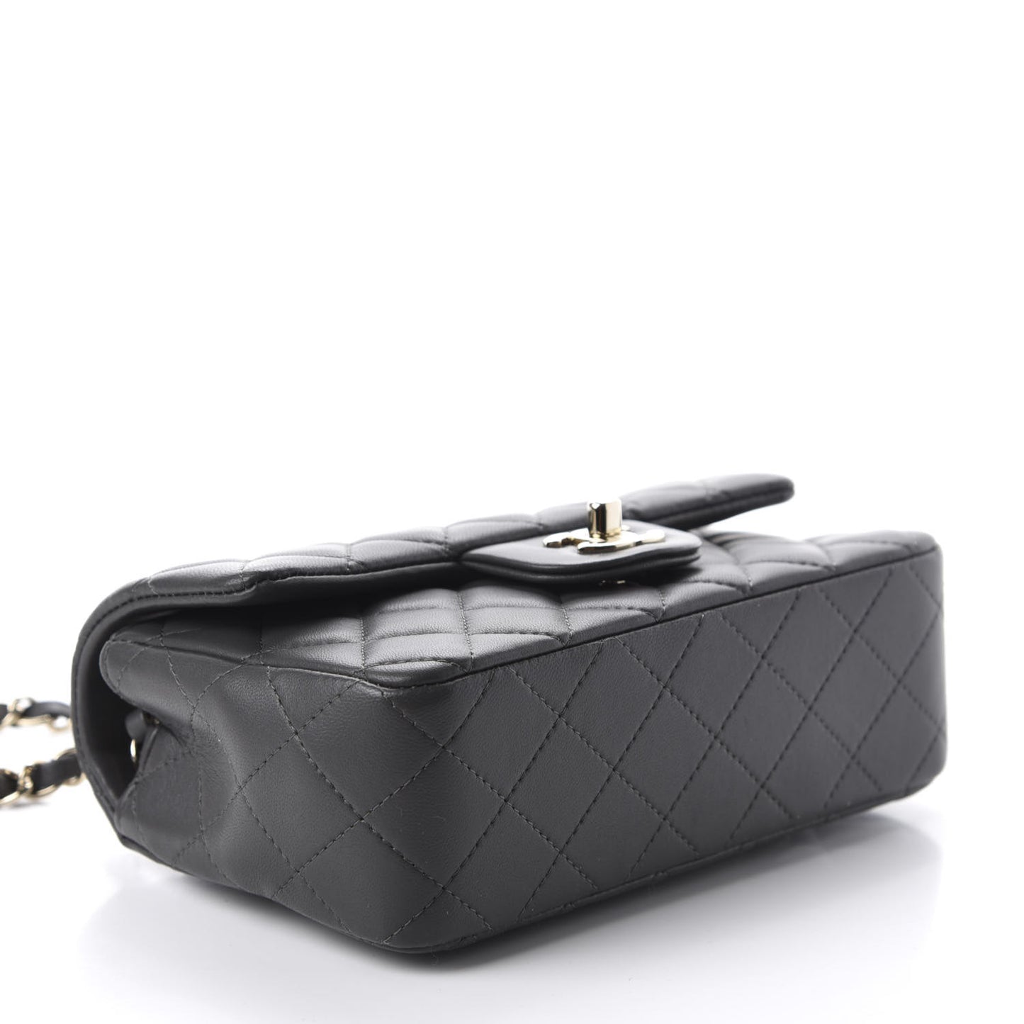 Lambskin Quilted Mini Rectangular Flap Grey