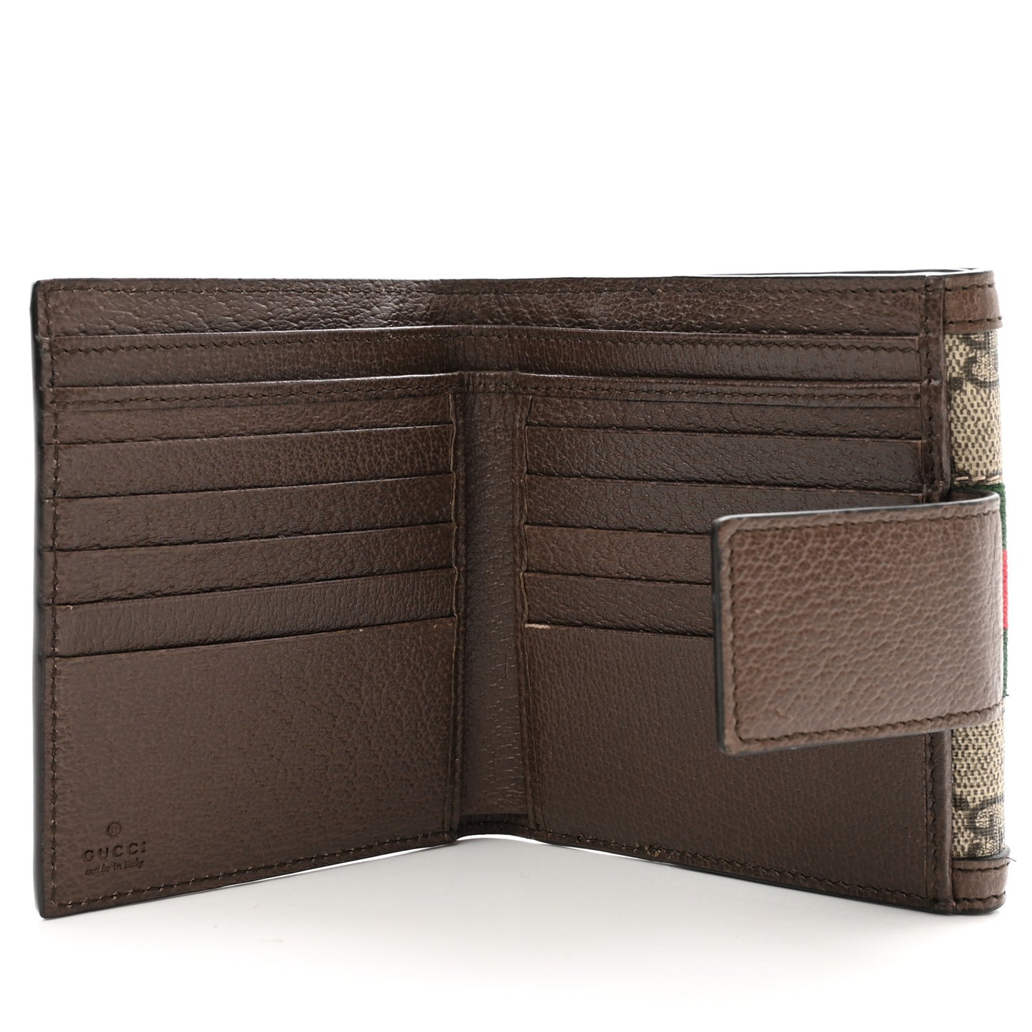 GG Supreme Monogram Web Ophidia French Flap Wallet Beige New Acero