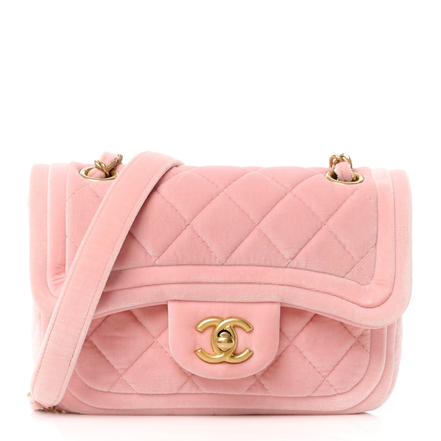 Chanel Velour Quilted Mini Double Frame Flap Rose 1 of 7