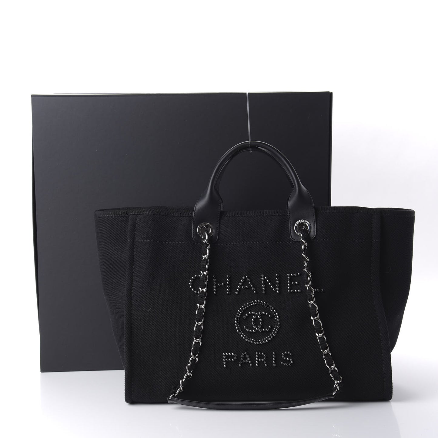 Canvas Pearl Medium Deauville Tote Black