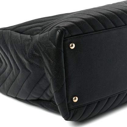 Chanel Caviar Chevron Large Coco Handle Shopping Tote Black 12 of 13