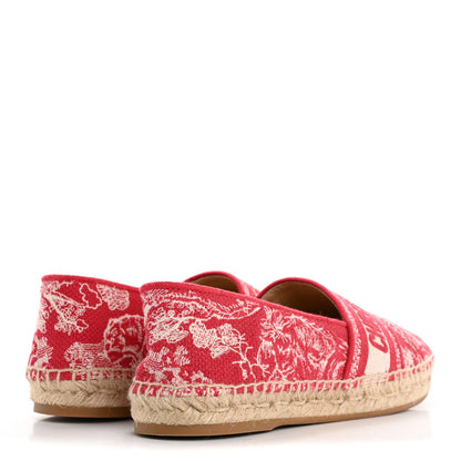 Christian Dior Embroidered Toile De Jouy Granville Espadrille 38.5 Raspberry 5 of 7