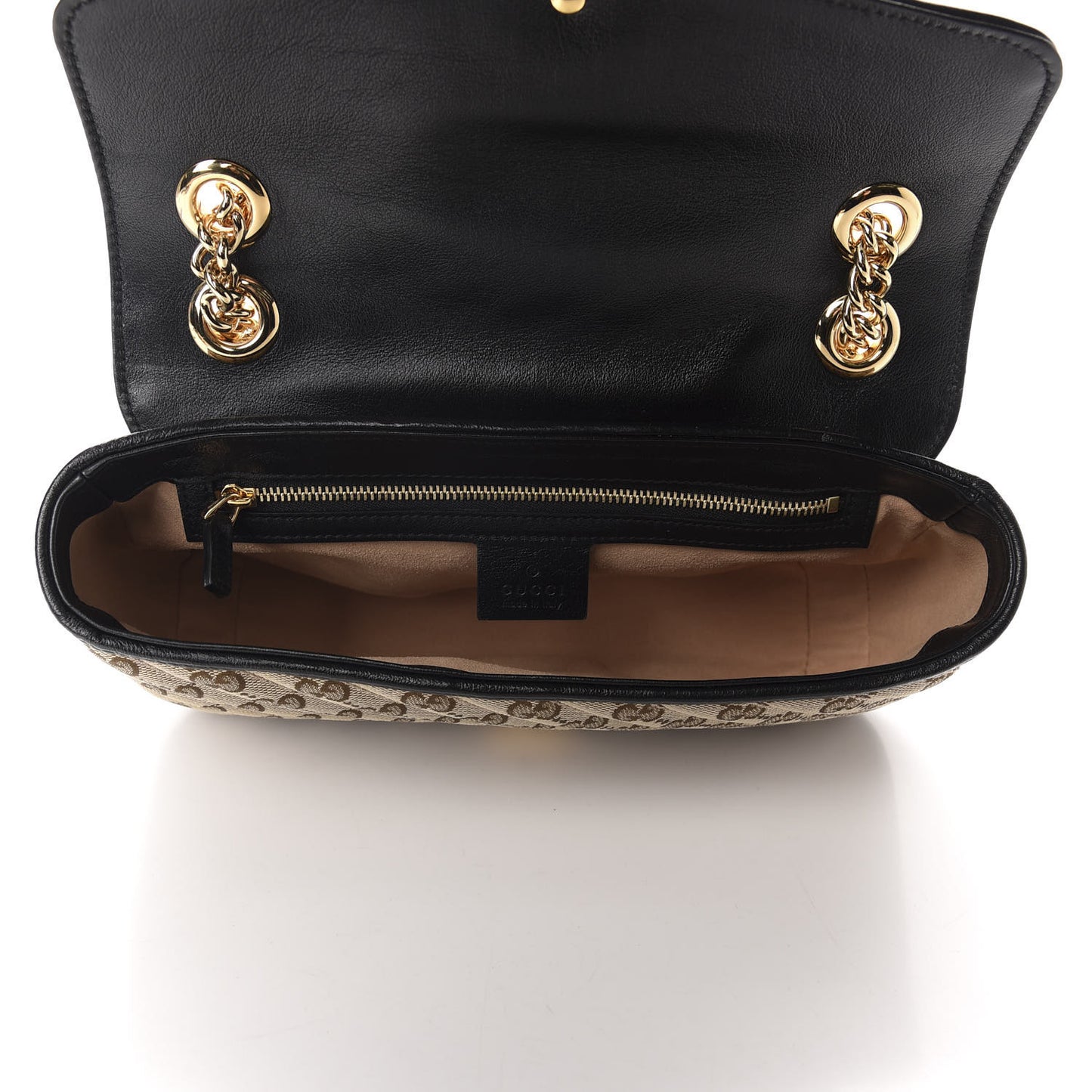 Monogram Matelasse Diagonal Small GG Marmont Shoulder Bag Beige Black