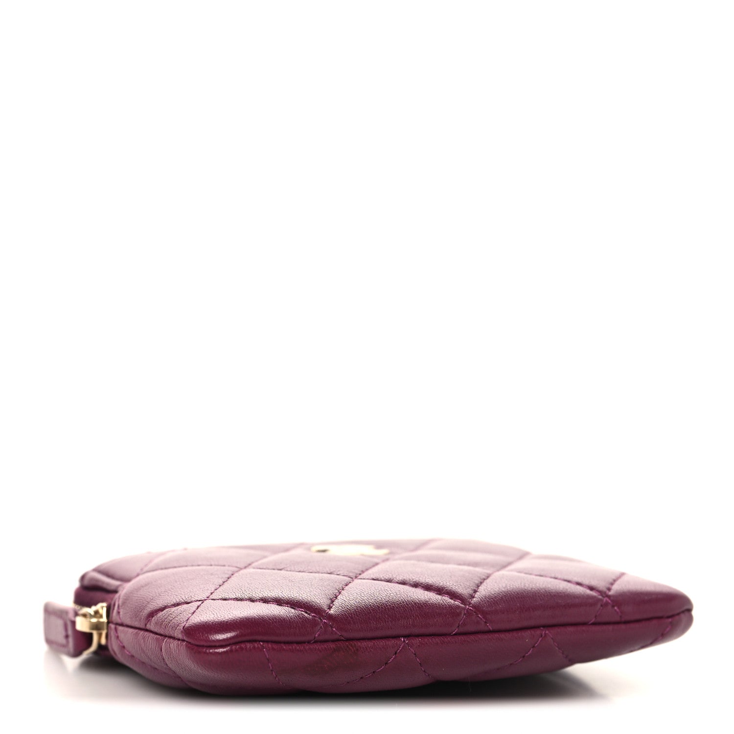 Chanel Lambskin Quilted Zip Card Holder Wallet Dark Purple 4 of 9