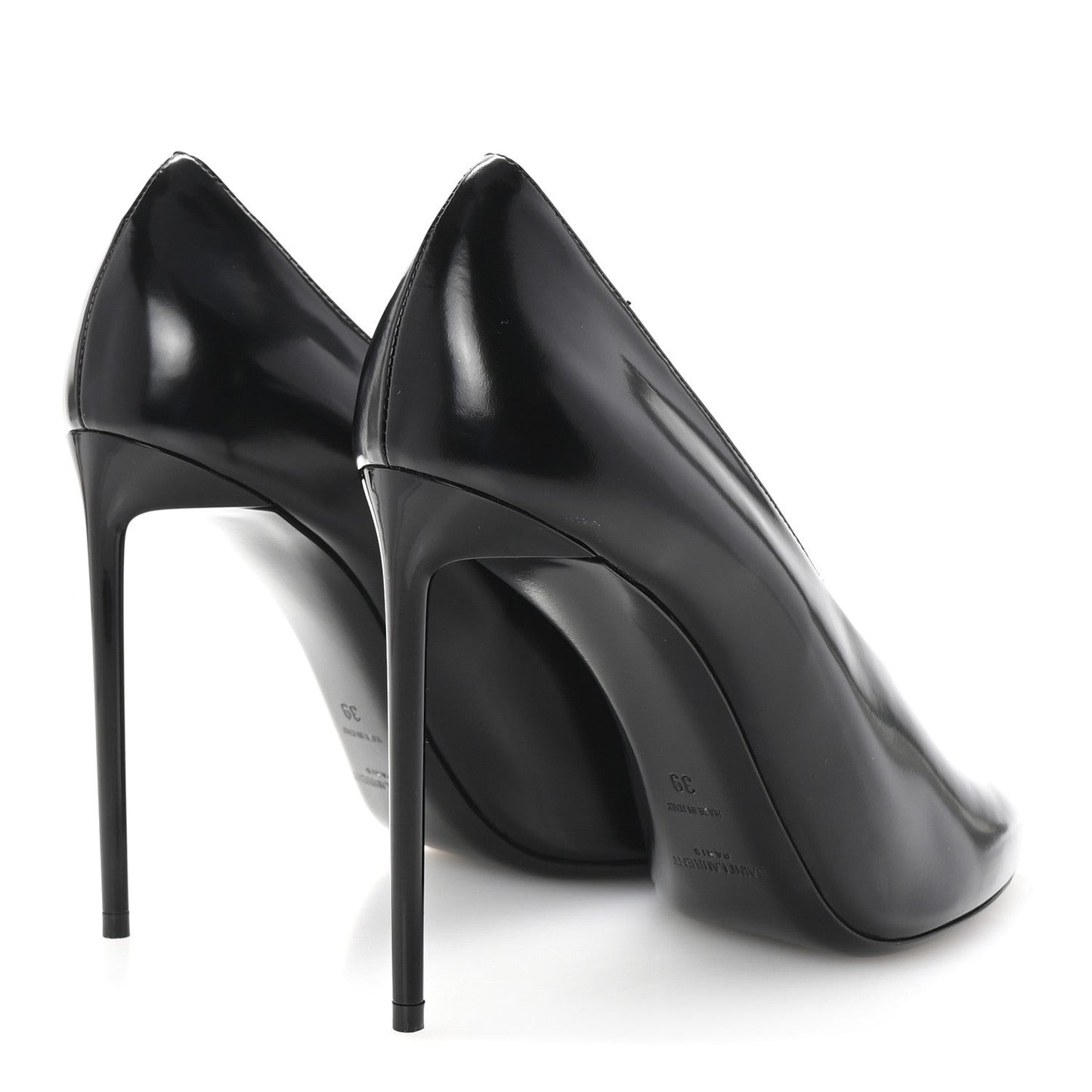 Patent Calfskin Teddy High Vamp 105 Pumps 39 Black