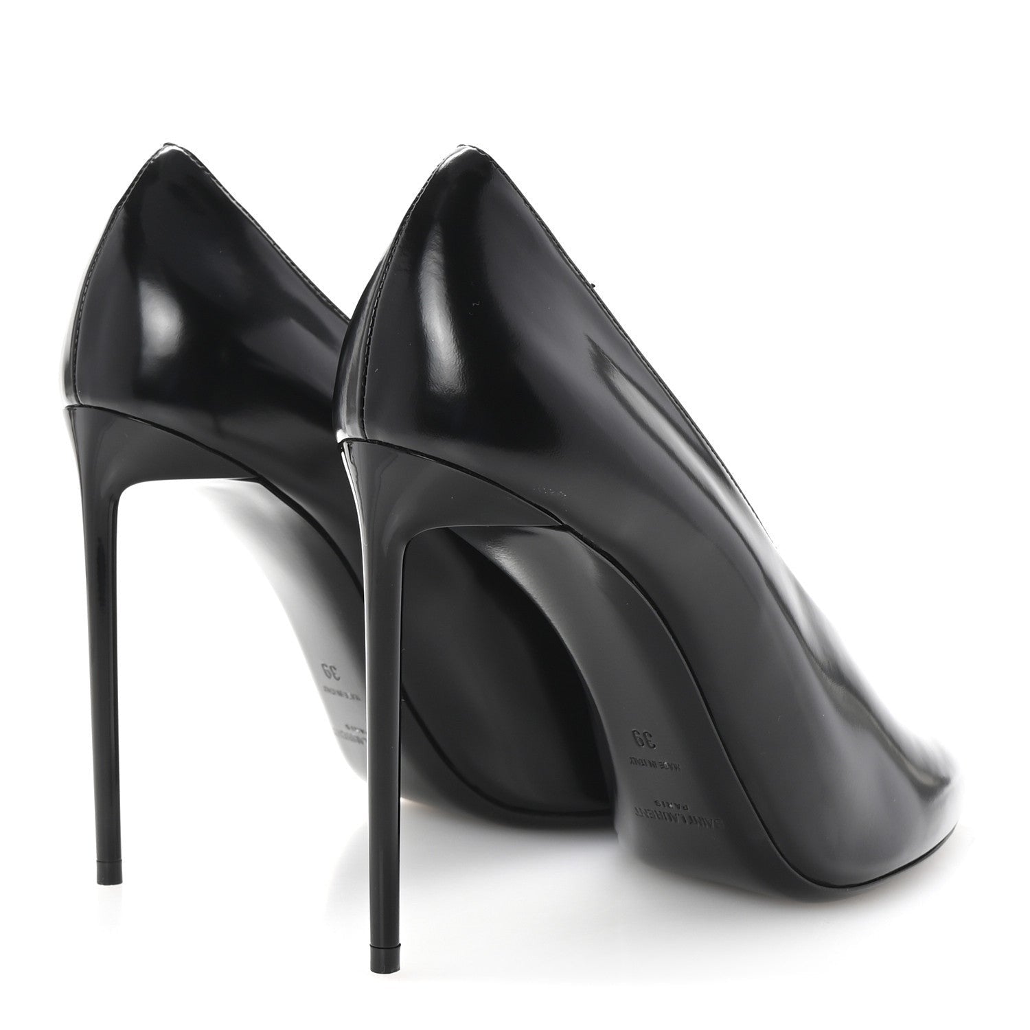 Saint Laurent Patent Calfskin Teddy High Vamp 105 Pumps 39 Black 5 of 7