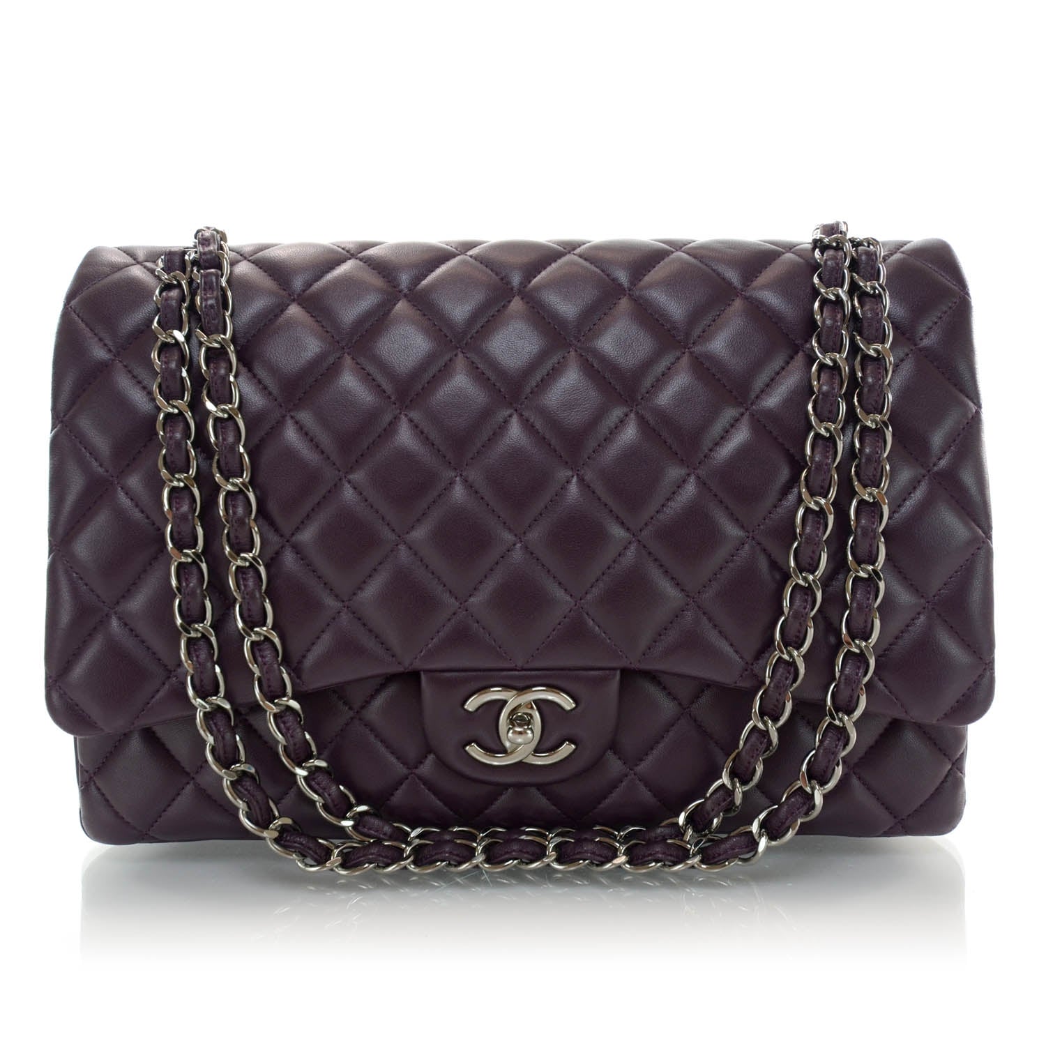 Chanel Lambskin Quilted Maxi Flap Plum 1 of 11
