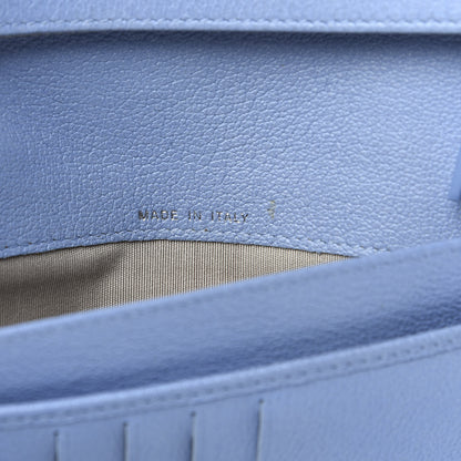 Chanel Goatskin Camellia Embossed Yen Wallet Blue 7 of 13