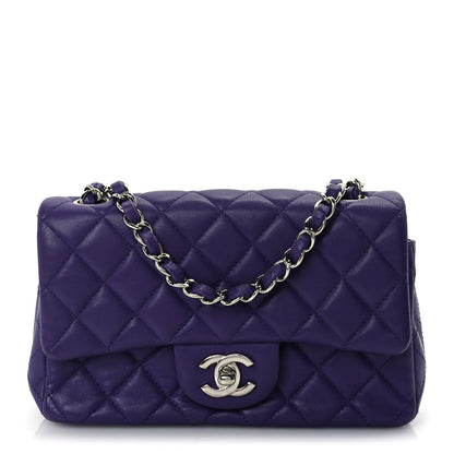 Chanel Lambskin Quilted Mini Rectangular Flap  Purple 1 of 9