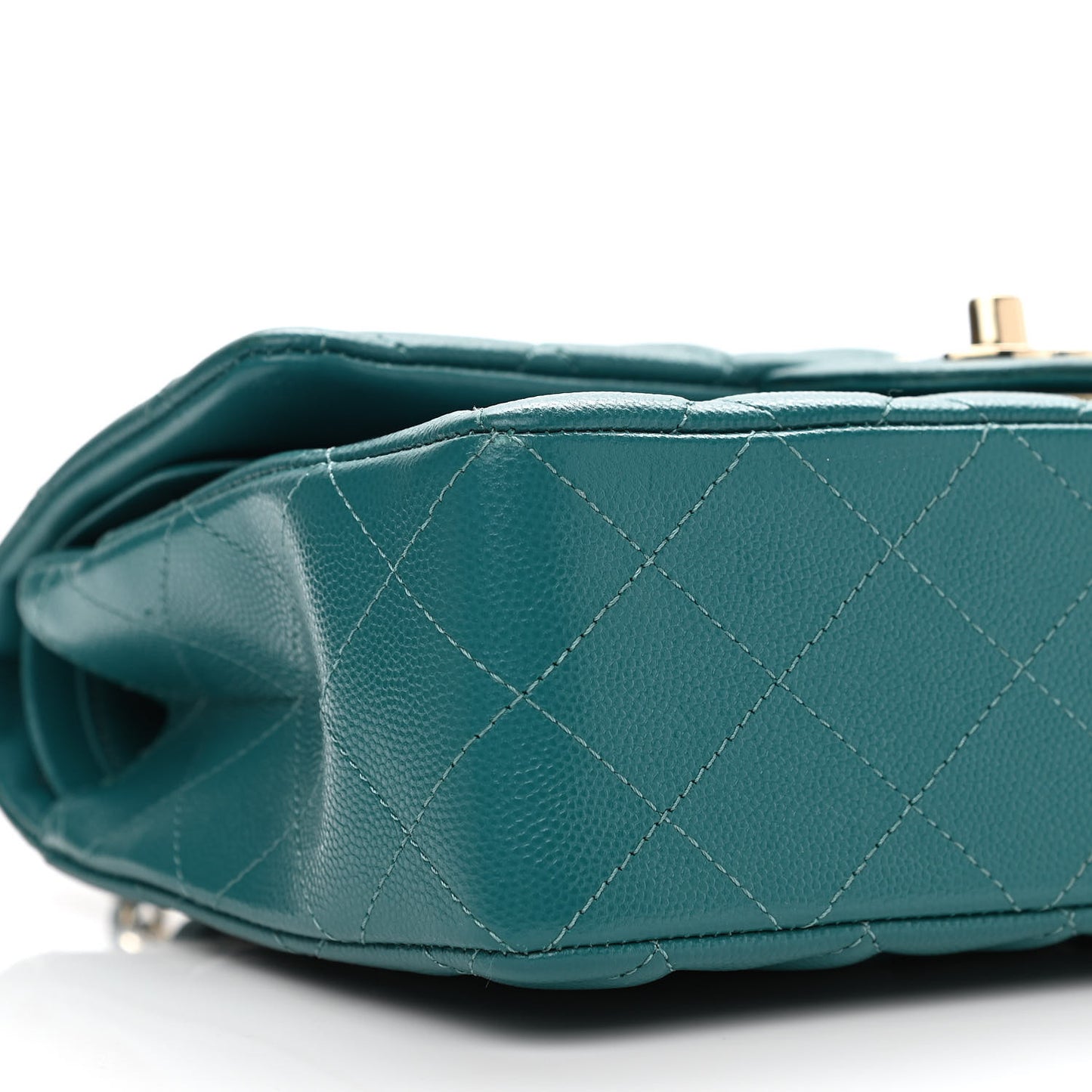 Caviar Quilted Small Double Flap Green