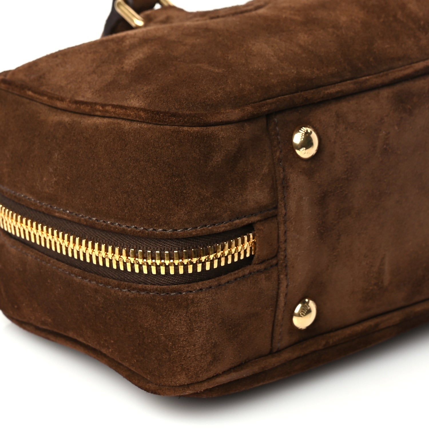 Miu Miu Camoscio Padded Large Arcadie Top Handle Bag Cacao 7 of 8