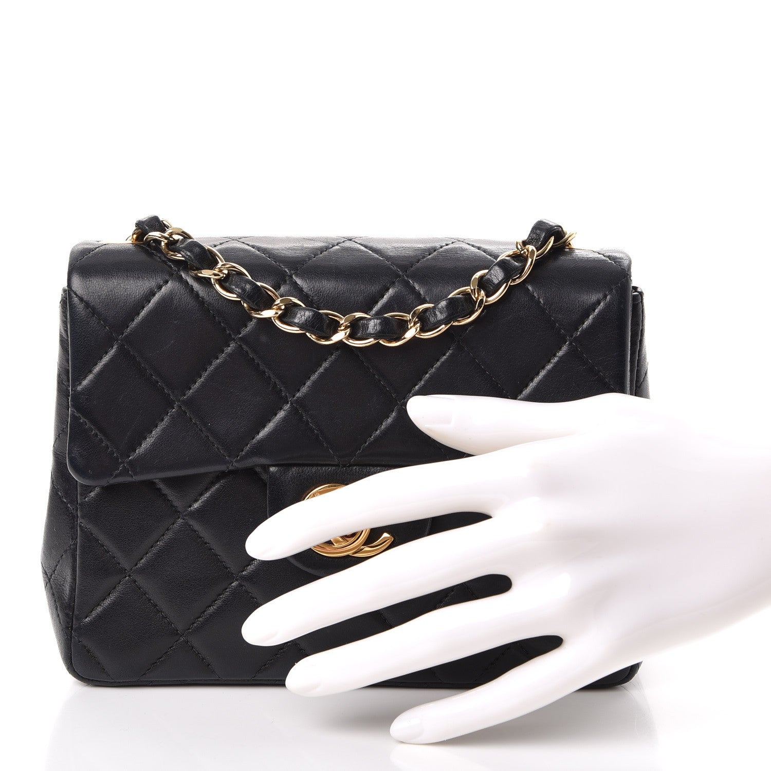 Chanel Lambskin Quilted Mini Square Flap Black 3 of 14