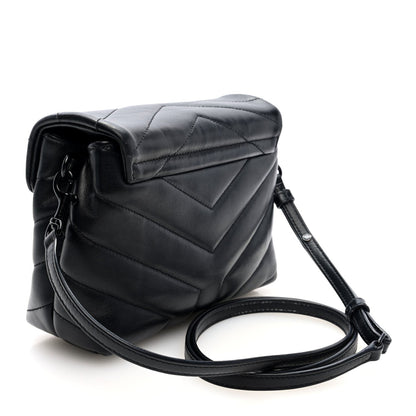 Saint Laurent Calfskin Y Quilted Monogram Monochrome Toy Loulou Crossbody Bag Black 3 of 7