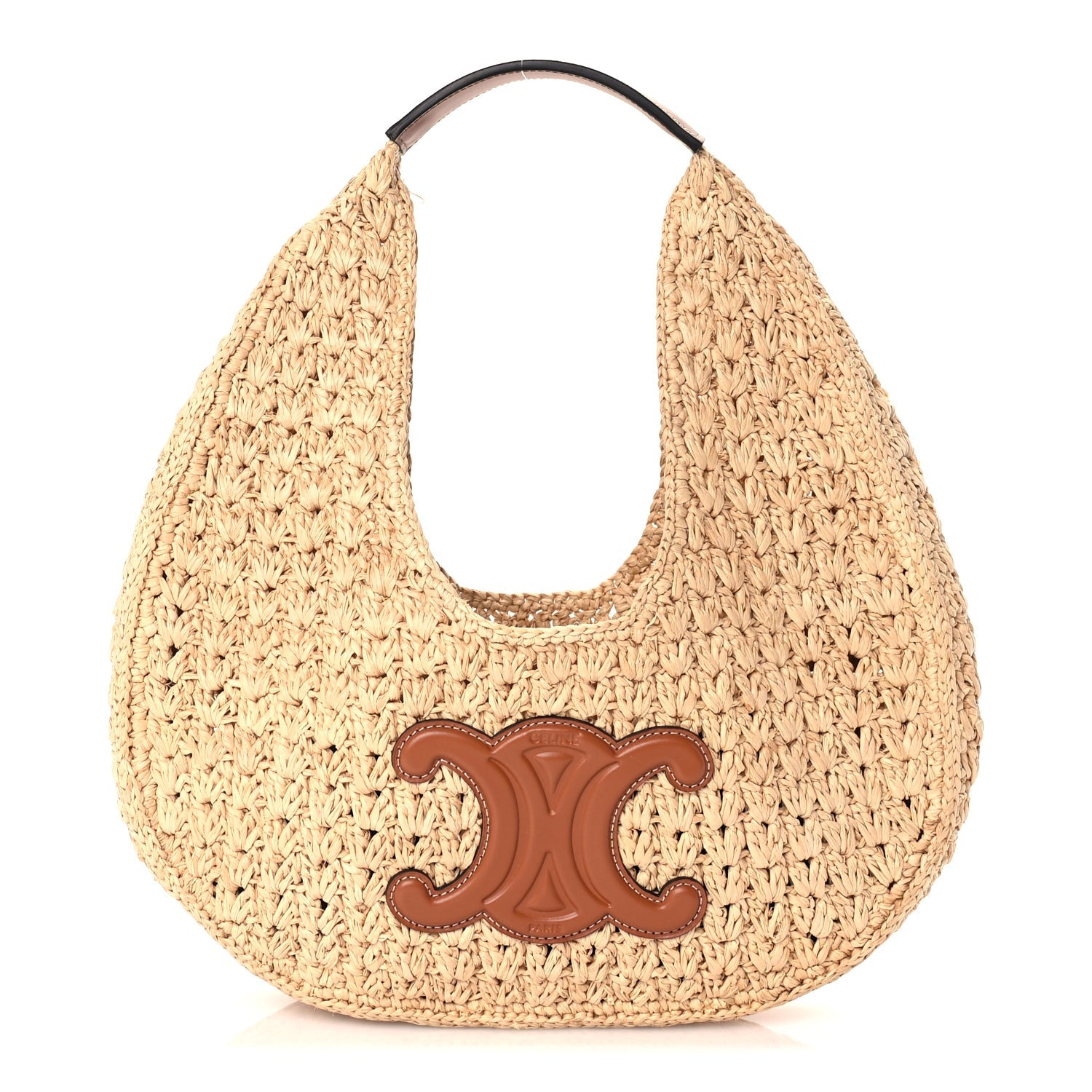 Celine Raffia Calfskin Triomphe Panier Hobo Bag Natural Tan 1 of 8