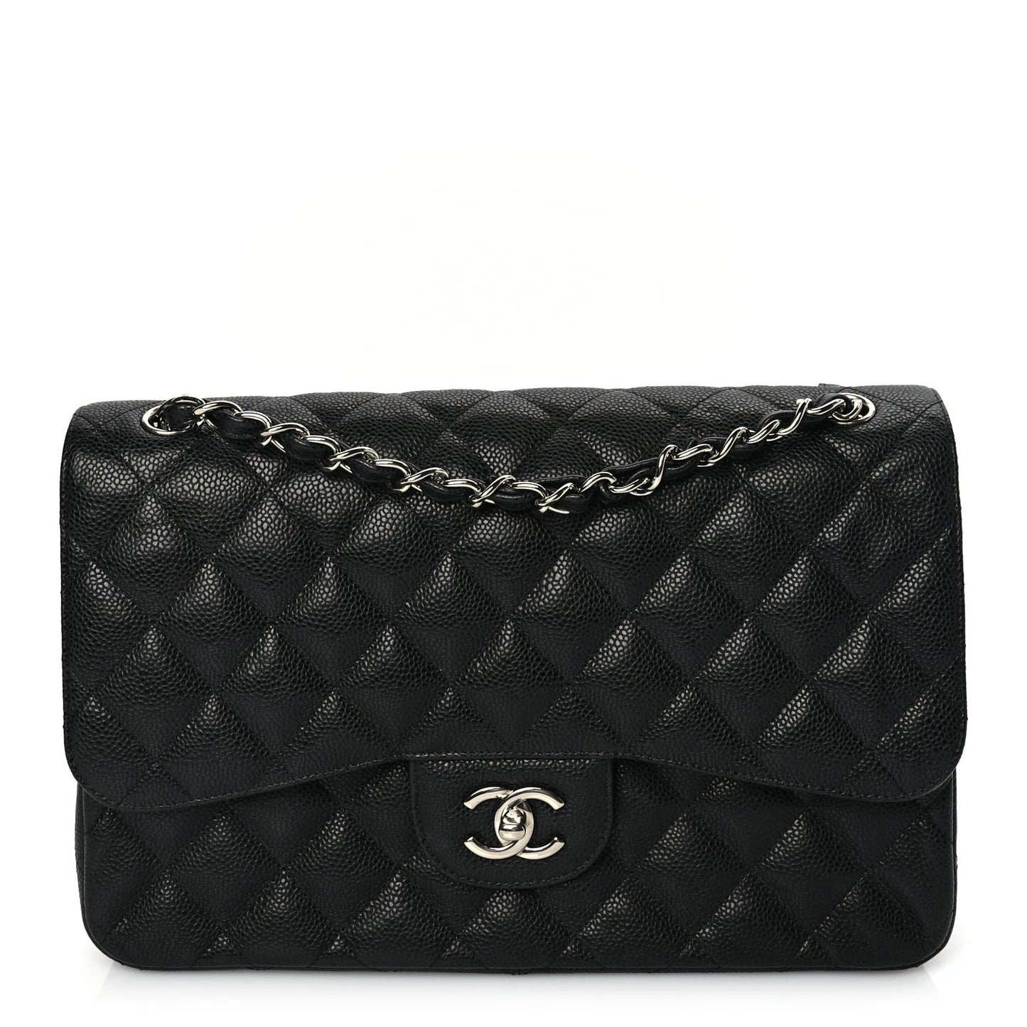 Caviar Quilted Jumbo Double Flap Black