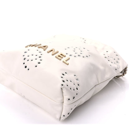Chanel Shiny Calfskin Eyelet Mini  22  White 7 of 8