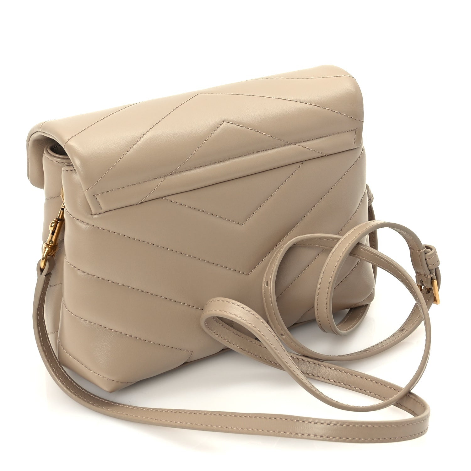 Saint Laurent Calfskin Y Quilted Monogram Toy Loulou Crossbody Bag Dark Beige 2 of 8
