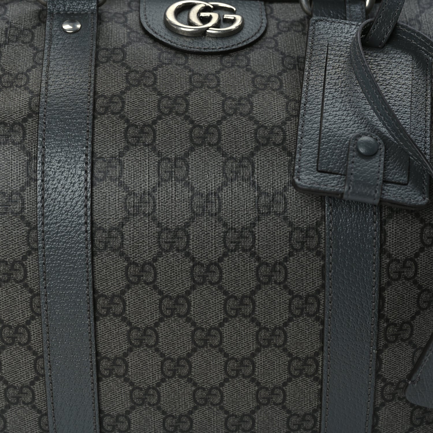 Gucci GG Supreme Monogram Textured Dollar Calfskin Medium Savoy Duffle Bag  Grey Black Graphite Grey 6 of 8