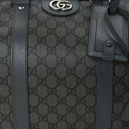 Gucci GG Supreme Monogram Textured Dollar Calfskin Medium Savoy Duffle Bag  Grey Black Graphite Grey 6 of 8