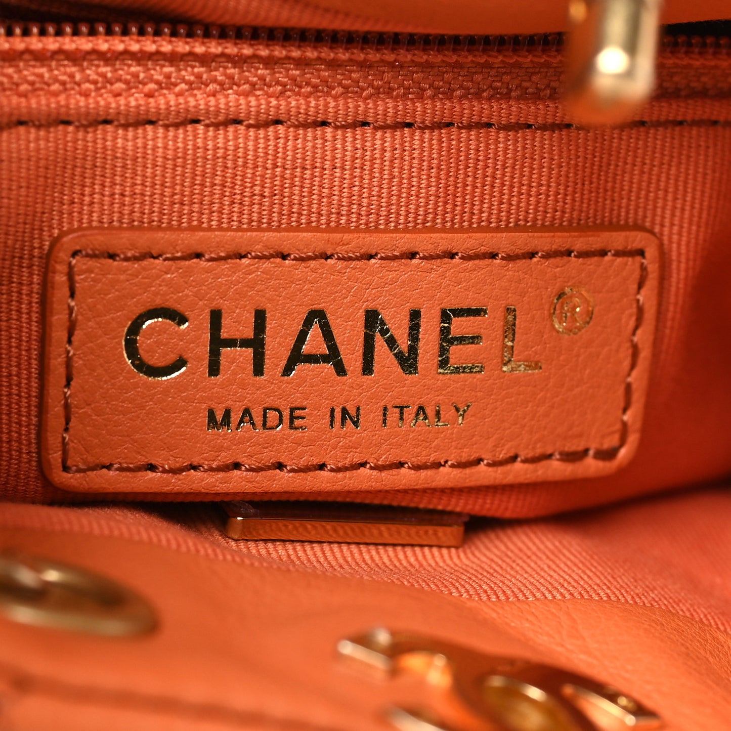 Calfskin Quilted Small CC Chain Bucket Backpack Orange