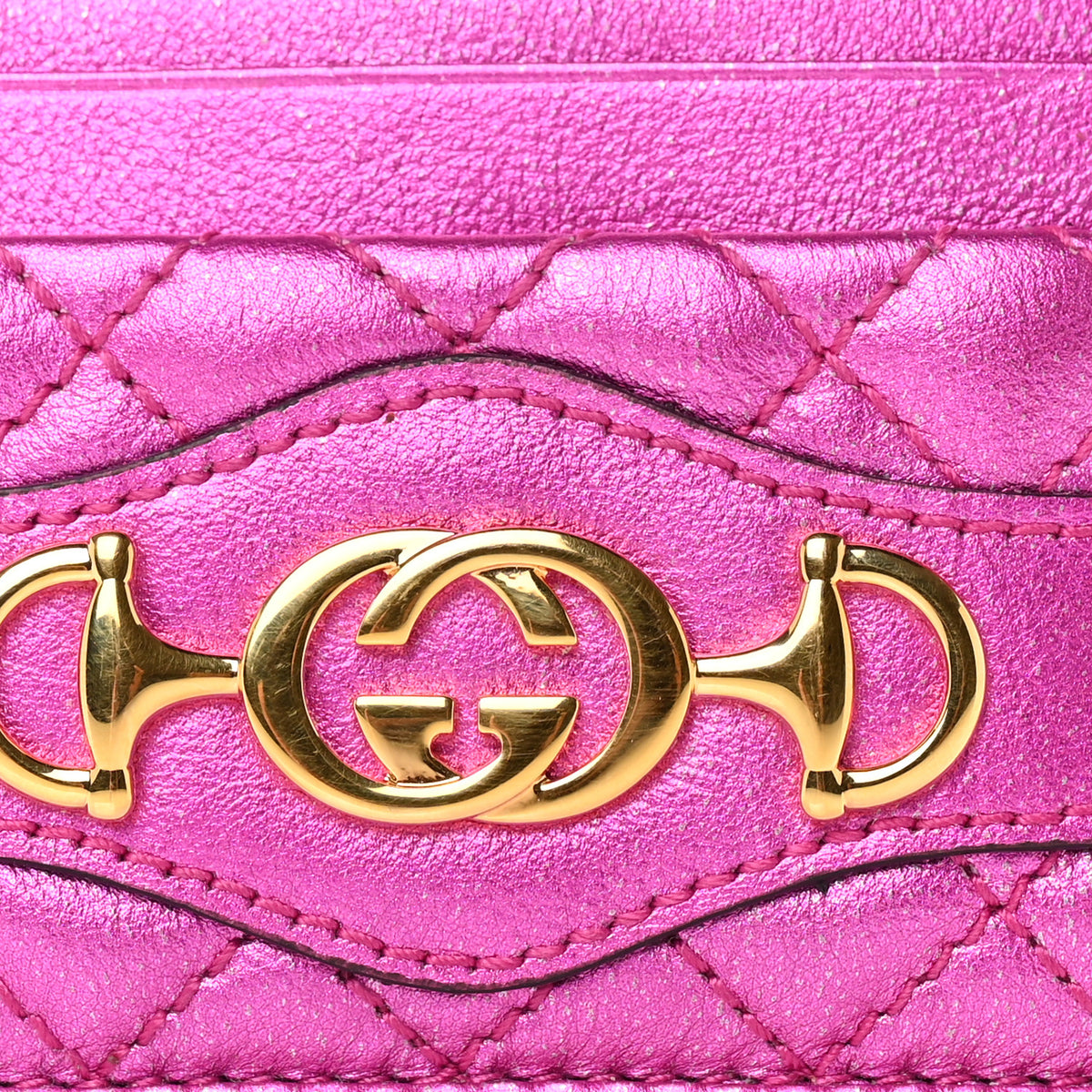Laminated Nappa Trapuntata Zumi Card Holder Fuxia