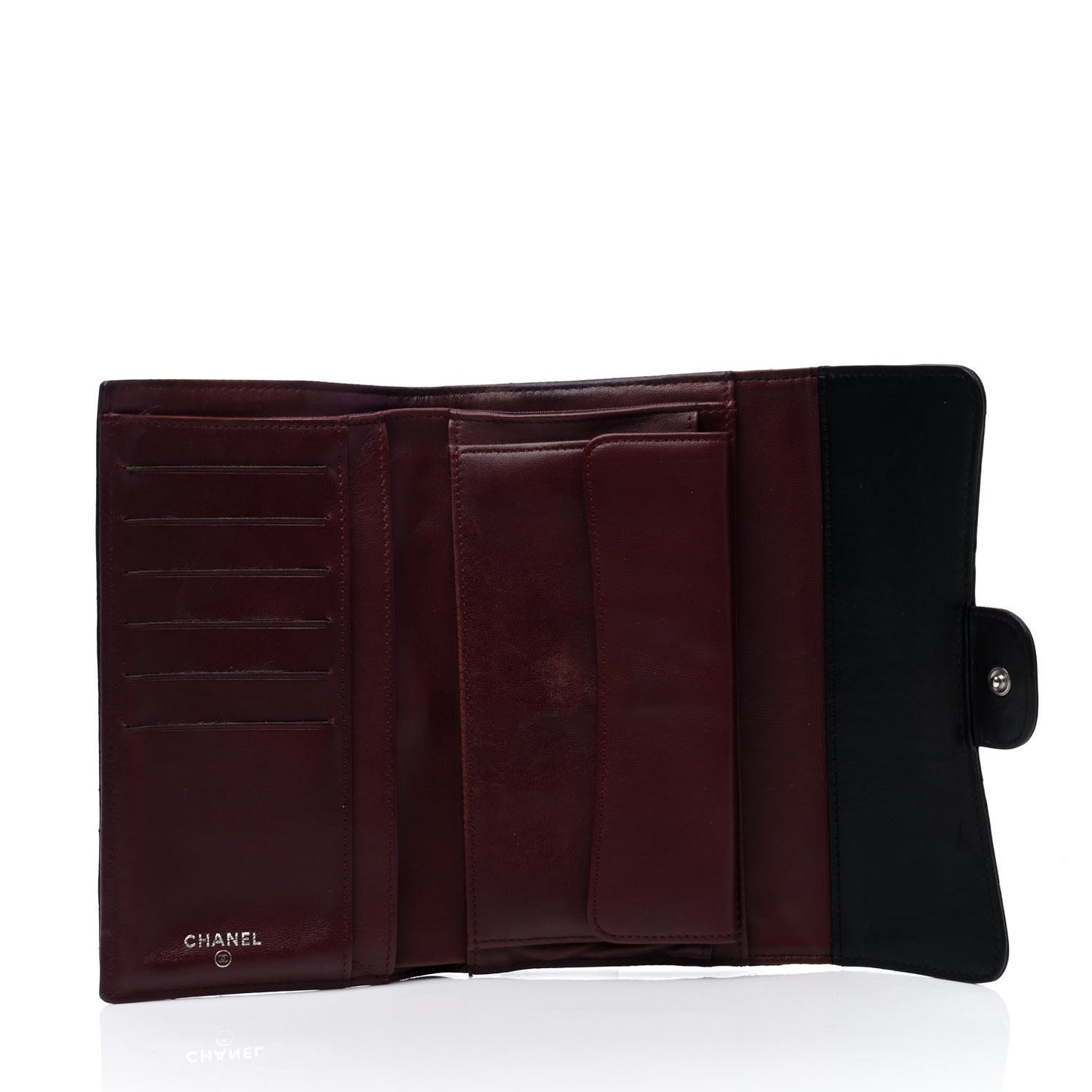 Lambskin Quilted Large Flap Wallet Black