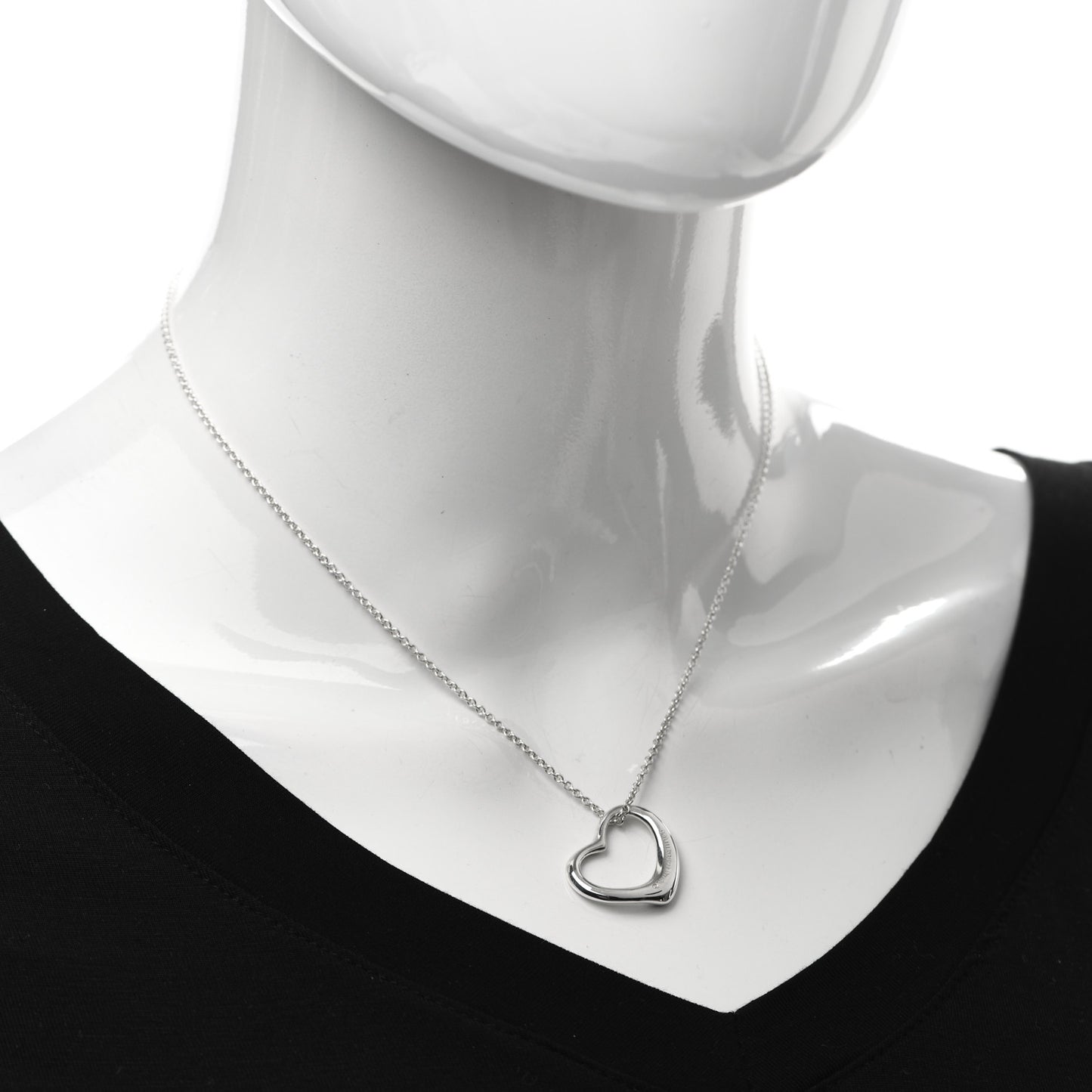 Sterling Silver 22mm Elsa Peretti Open Heart Pendant Necklace