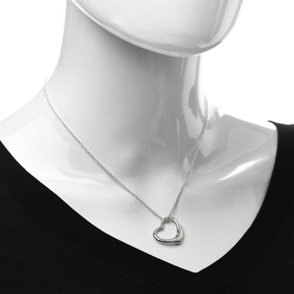 Tiffany Sterling Silver 22mm Elsa Peretti Open Heart Pendant Necklace 2 of 6