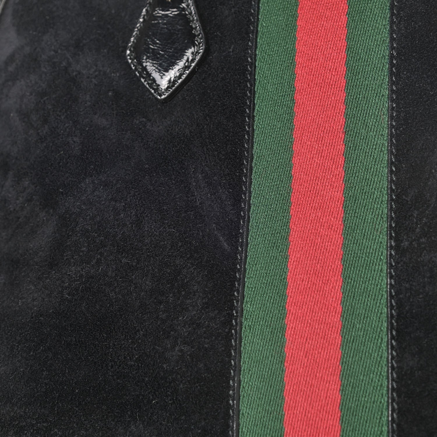 Gucci Suede Patent GG Web Medium Ophidia Top Handle Dome Bag Black 11 of 14