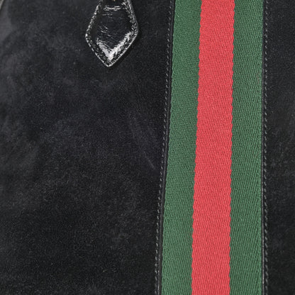 Gucci Suede Patent GG Web Medium Ophidia Top Handle Dome Bag Black 11 of 14