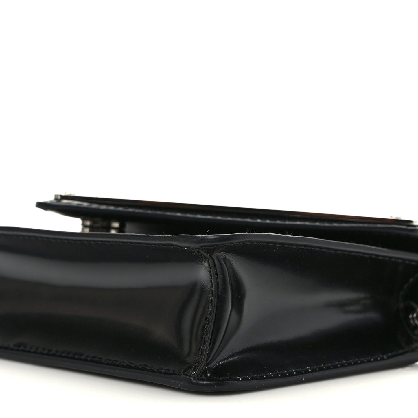 Spazzolato Triangle Logo Plate Flap Chain Crossbody Bag Black